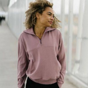 Soft Lilac 1/4 Zip Cowl Pocket Jacket